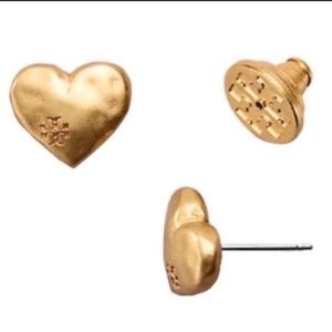 Tory Burch vintage gold Hammered Heart earrings